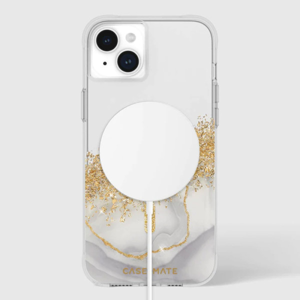 Etui Do iPhone 15 Plus Zdobione Złotem Case-Mate Karat MagSafe Przezrpczysty