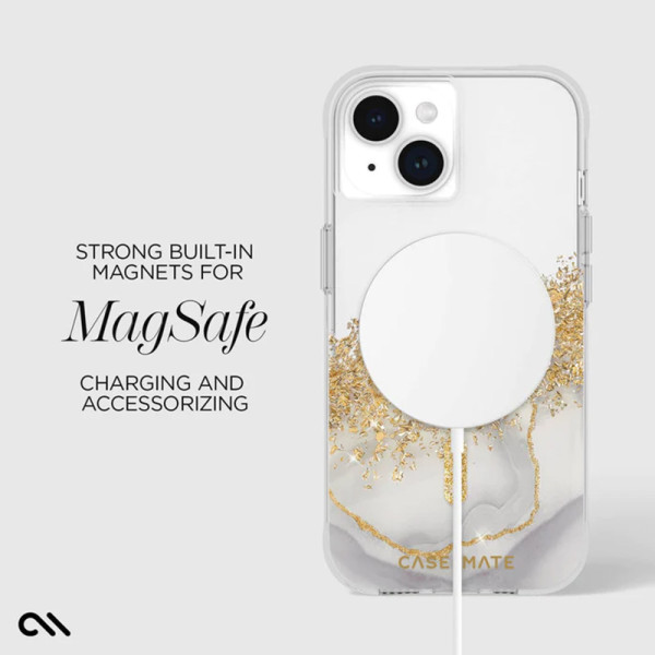 Etui Do iPhone 15 Plus Zdobione Złotem Case-Mate Karat MagSafe Przezrpczysty