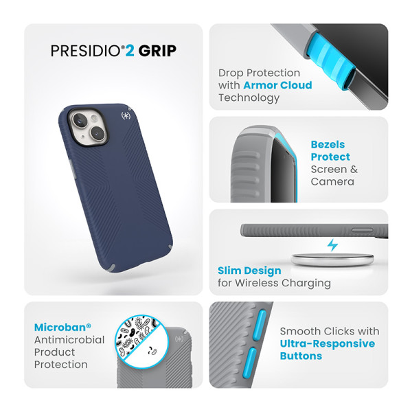 Etui Do iPhone 15 / iPhone 14 / iPhone 13 Speck Presidio2 Grip Niebieski