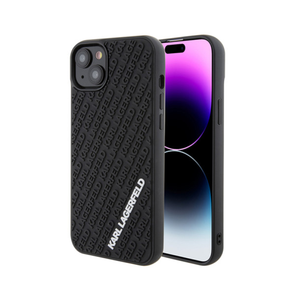 Etui Do iPhone 15 Plus Karl Lagerfeld 3D Rubber Multi Logo Czarny