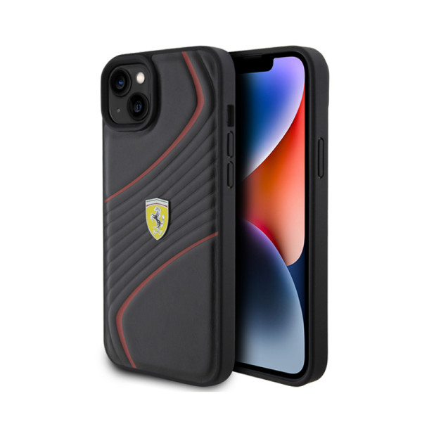 Etui Do iPhone 15 Plus Ferrari Twist Metal Logo Czarny