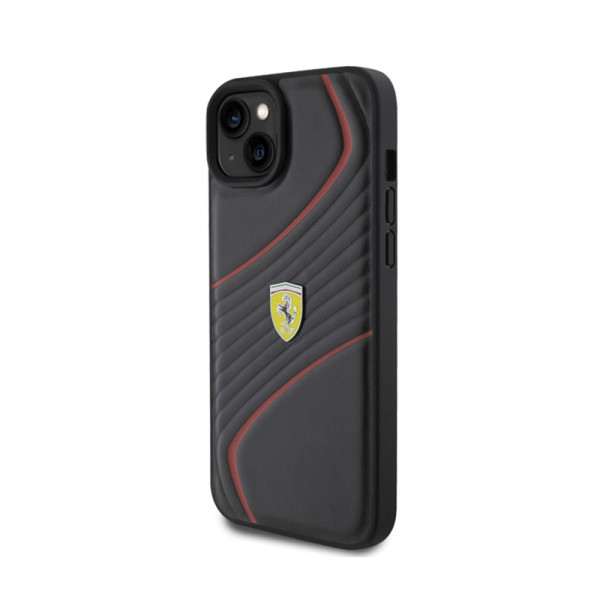 Etui Do iPhone 15 Plus Ferrari Twist Metal Logo Czarny