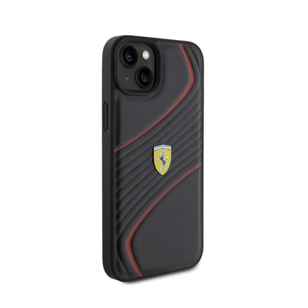 Etui Do iPhone 15 Plus Ferrari Twist Metal Logo Czarny