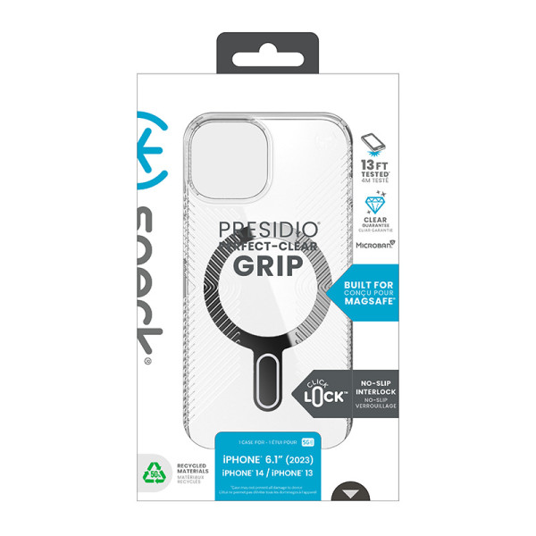 Etui Do iPhone 15 / iPhone 14 / iPhone 13 Speck Presidio Perfect-Clear Grip Clicklock & MagSafe Przezroczysty