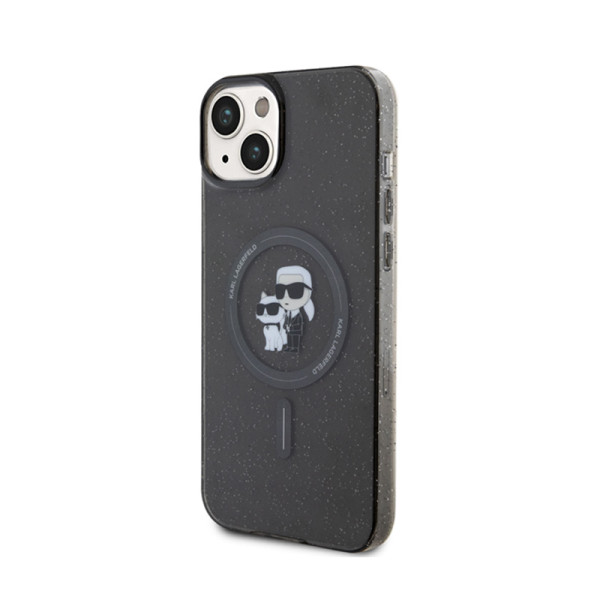 Etui Do iPhone 15 Plus Karl Lagerfeld Karl & Choupette Glitter MagSafe Czarny