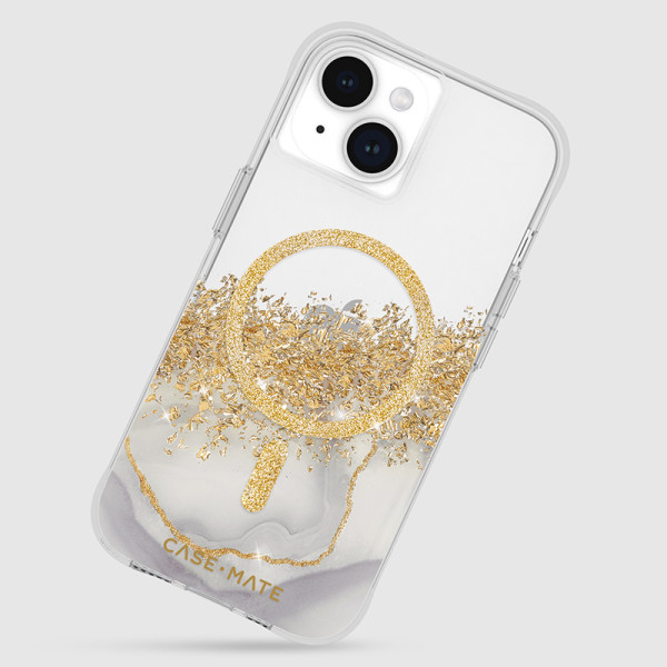 Etui Do iPhone 15 Zdobione Złotem Case-Mate Karat MagSafe Przezrpczysty