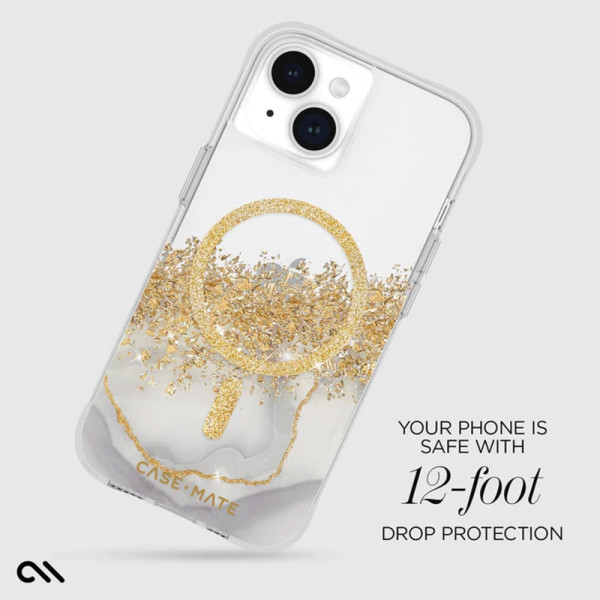 Etui Do iPhone 15 Zdobione Złotem Case-Mate Karat MagSafe Przezrpczysty