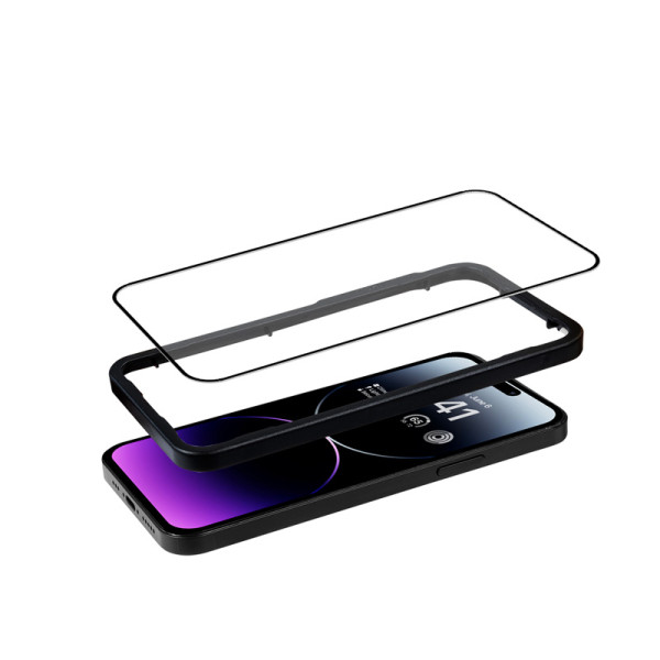 Szkło Hartowane 9H Na Cały Ekran iPhone 14 Pro Max + Ramka Instalacyjna Crong Anti-Bacterial 3D Armour Glass