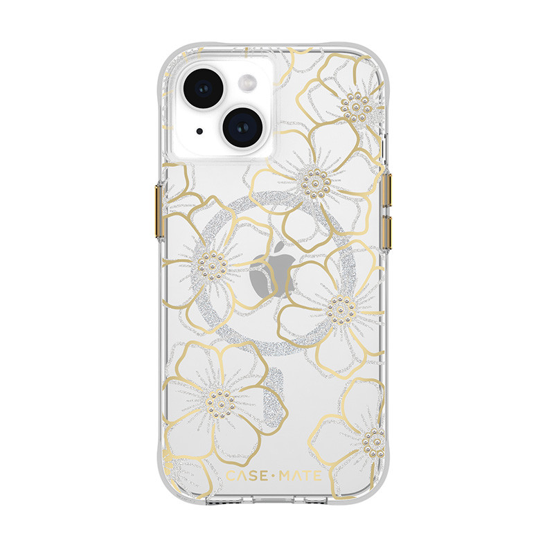 Etui Do iPhone 15 Case-Mate Floral Gems MagSafe Złoty