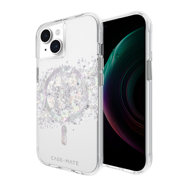 Etui Do iPhone 15 Zdobione Masą Perłową Case-Mate Karat MagSafe Przezroczysty