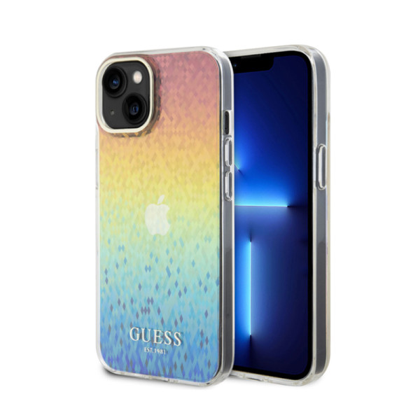 Etui Do iPhone 15 Guess Iml Faceted Mirror Disco Iridescent Przezroczysty