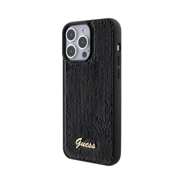 Etui Do iPhone 15 Pro Max Guess Sequin Script Metal Czarny