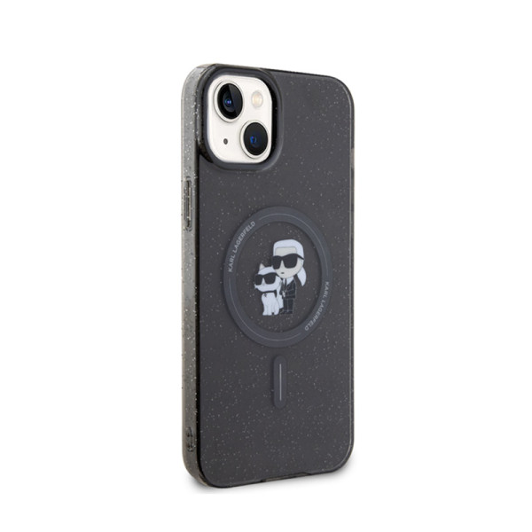 Etui Do iPhone 15 Karl Lagerfeld Karl & Choupette Glitter MagSafe Czarny