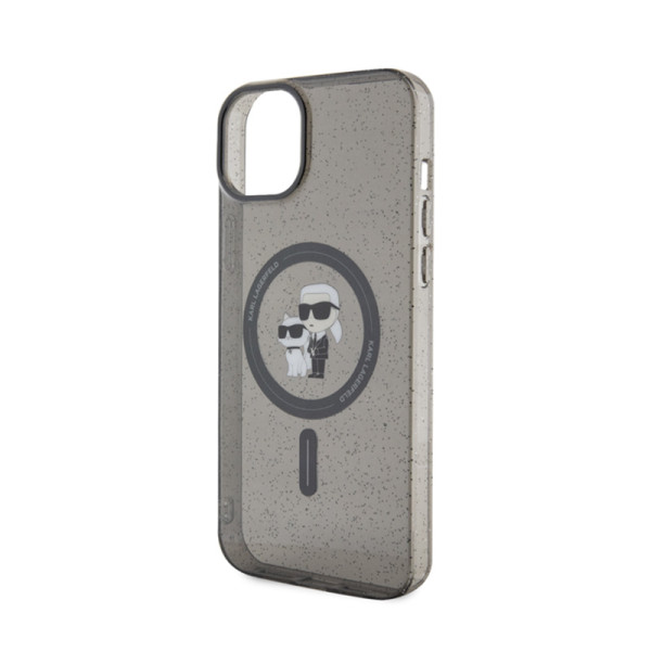 Etui Do iPhone 15 Karl Lagerfeld Karl & Choupette Glitter MagSafe Czarny