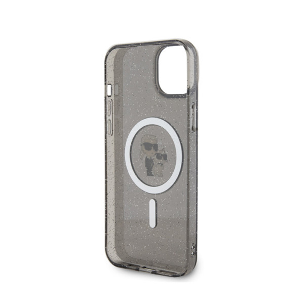 Etui Do iPhone 15 Karl Lagerfeld Karl & Choupette Glitter MagSafe Czarny
