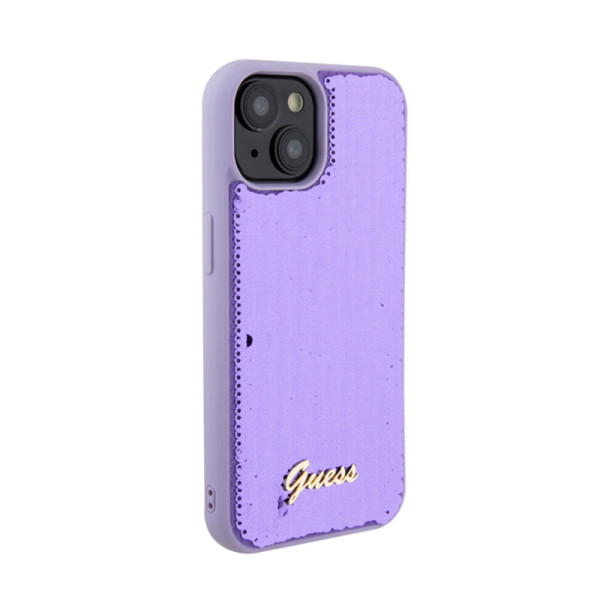 Etui Do iPhone 15 Guess Sequin Script Metal Fioletowy