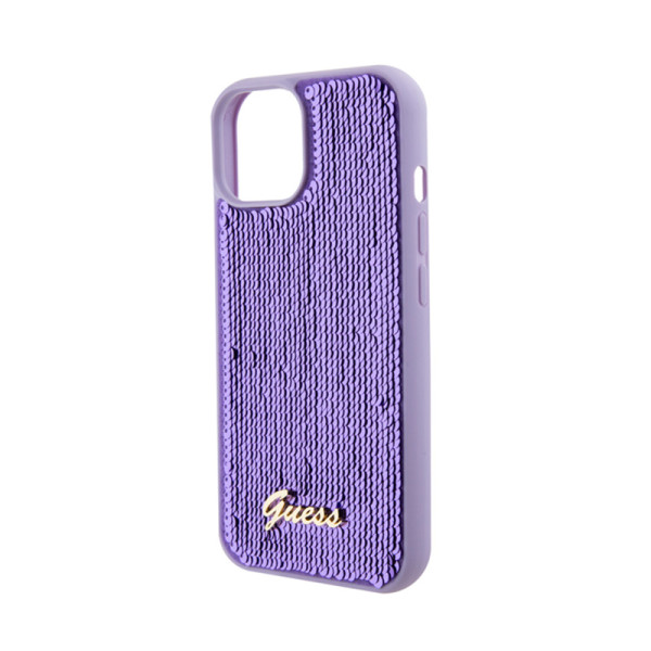 Etui Do iPhone 15 Guess Sequin Script Metal Fioletowy