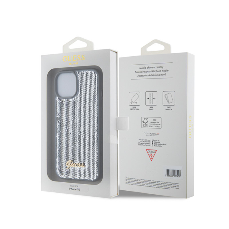 Etui Do iPhone 15 Guess Sequin Script Metal...