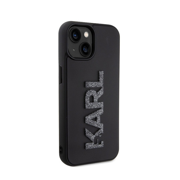 Etui Do iPhone 15 Karl Lagerfeld 3D Rubber Glitter Logo Czarny