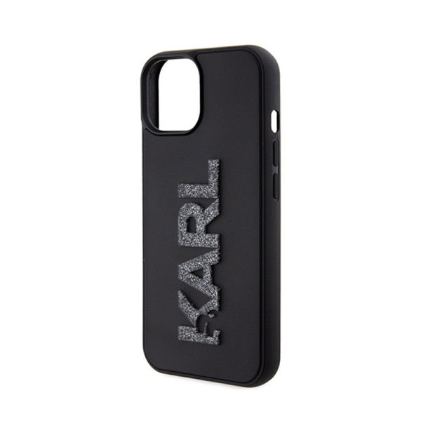 Etui Do iPhone 15 Karl Lagerfeld 3D Rubber Glitter Logo Czarny