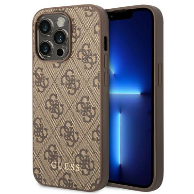 Etui Do iPhone 14 Pro Max Guess 4G Metal Gold Logo Brązowy