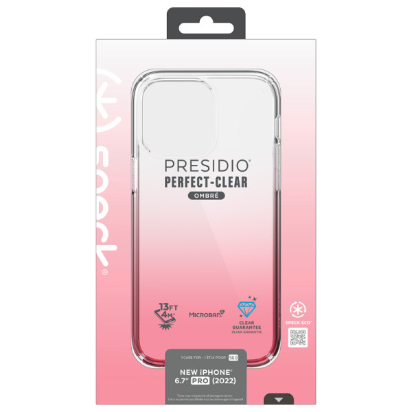 Etui Do iPhone 14 Pro Max Z Powłoką Microban Speck Presidio Perfect-Clear + Ombre Przezroczysty