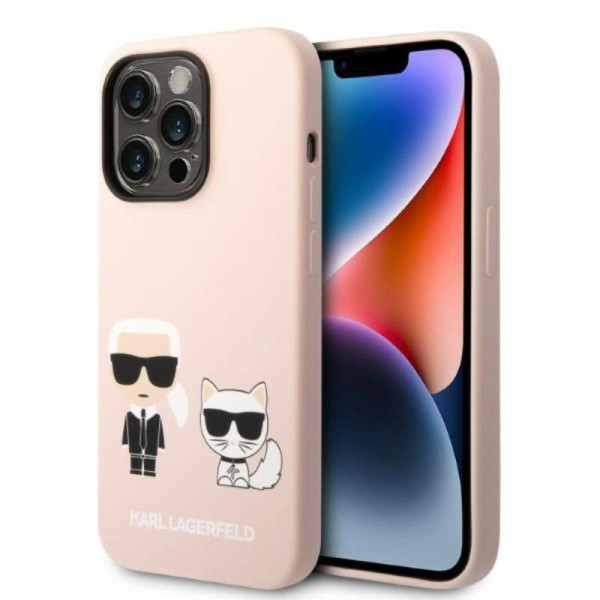 Etui Do iPhone 14 Pro Max Karl Lagerfeld Liquid Silicone Karl & Choupette MagSafe Różowy