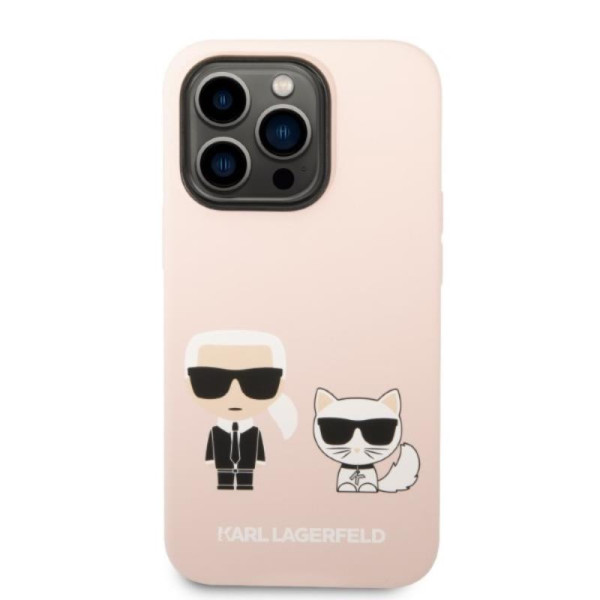 Etui Do iPhone 14 Pro Max Karl Lagerfeld Liquid Silicone Karl & Choupette MagSafe Różowy
