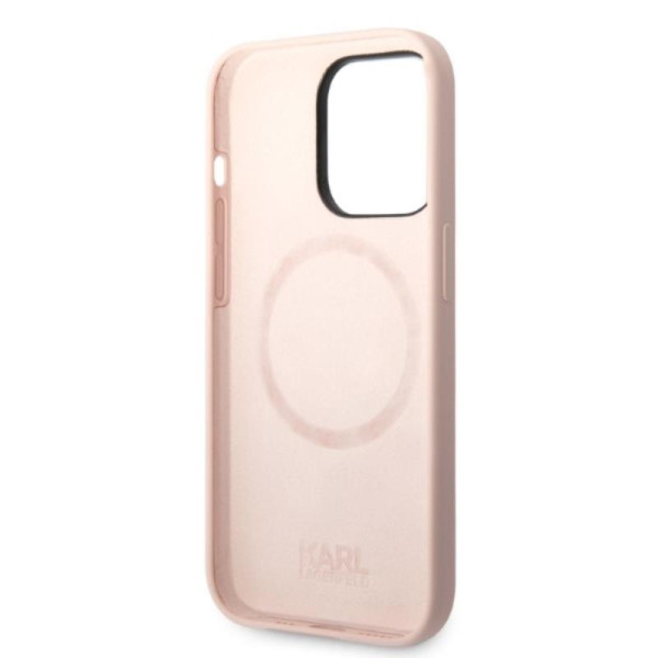 Etui Do iPhone 14 Pro Max Karl Lagerfeld Liquid Silicone Karl & Choupette MagSafe Różowy