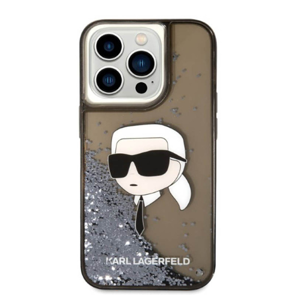 Etui Do iPhone 14 Pro Max Karl Lagerfeld Liquid Glitter NFT Karl'S Head Czarny