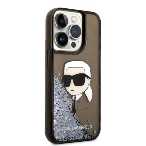 Etui Do iPhone 14 Pro Max Karl Lagerfeld Liquid Glitter NFT Karl'S Head Czarny