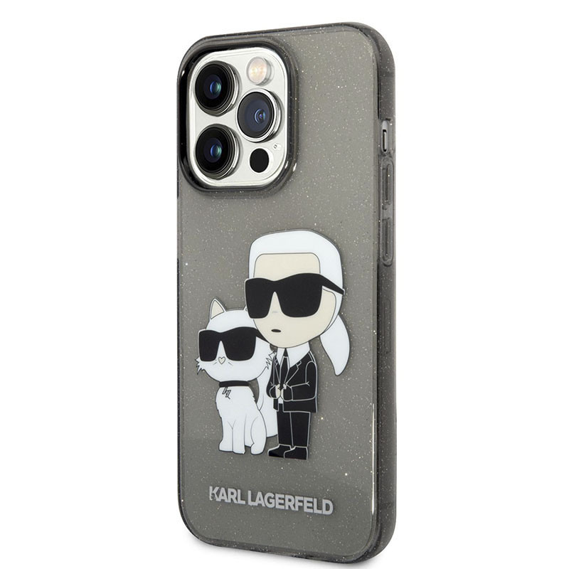 Etui Do iPhone 14 Pro Max Karl Lagerfeld Iml Glitter NFT Karl & Choupette Czarny