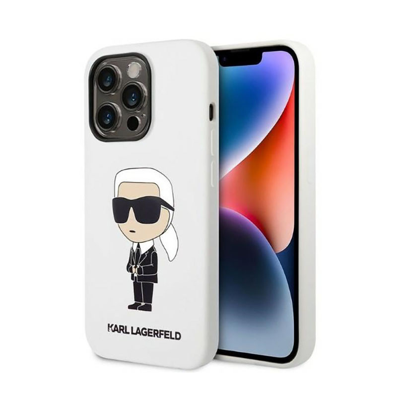Etui Do iPhone 14 Pro Max Karl Lagerfeld Silicone NFT Ikonik Biały