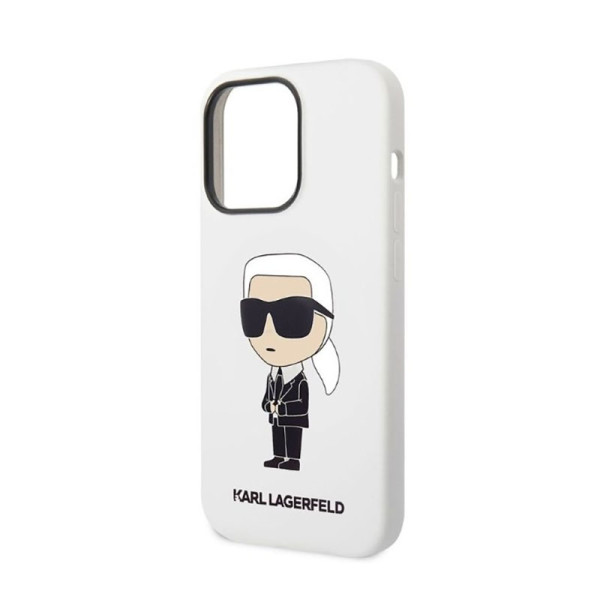 Etui Do iPhone 14 Pro Max Karl Lagerfeld Silicone NFT Ikonik Biały