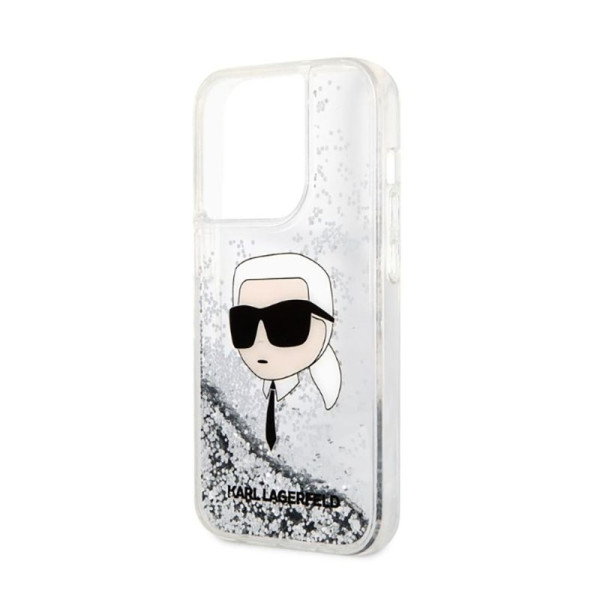 Etui Do iPhone 14 Pro Max Karl Lagerfeld Liquid Glitter NFT Karl'S Head Srebrny
