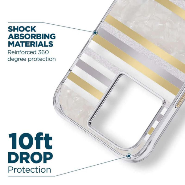 Etui Do iPhone 14 Pro Max Zdobione Masą Perłową Case-Mate Pearl Stripes MagSafe Biały