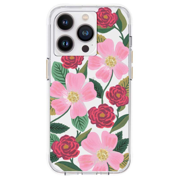 Etui Do iPhone 14 Pro Max Zdobione Złotem Rifle Paper Clear Przezroczysty