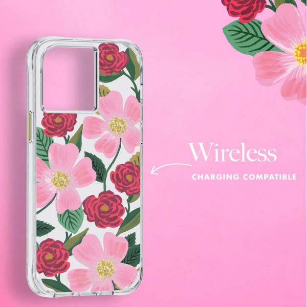 Etui Do iPhone 14 Pro Max Zdobione Złotem Rifle Paper Clear Przezroczysty