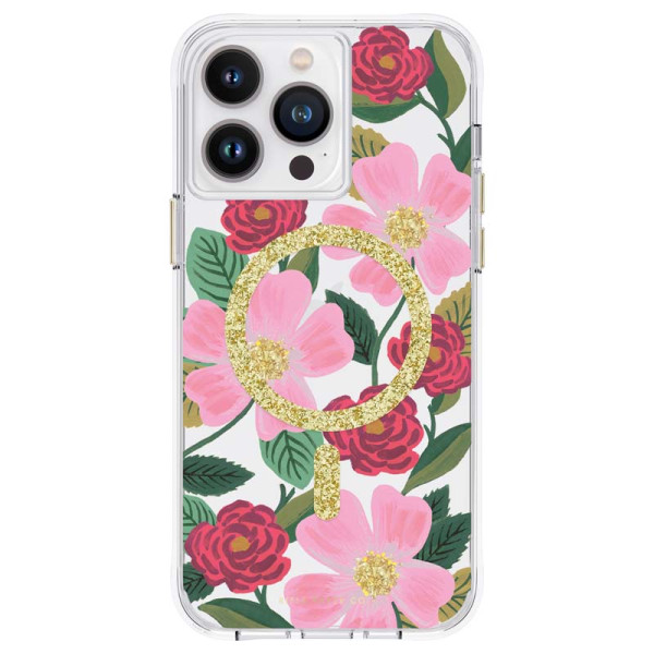 Etui Do iPhone 14 Pro Max Zdobione Złotem Rifle Paper Clear MagSafe Przezroczysty