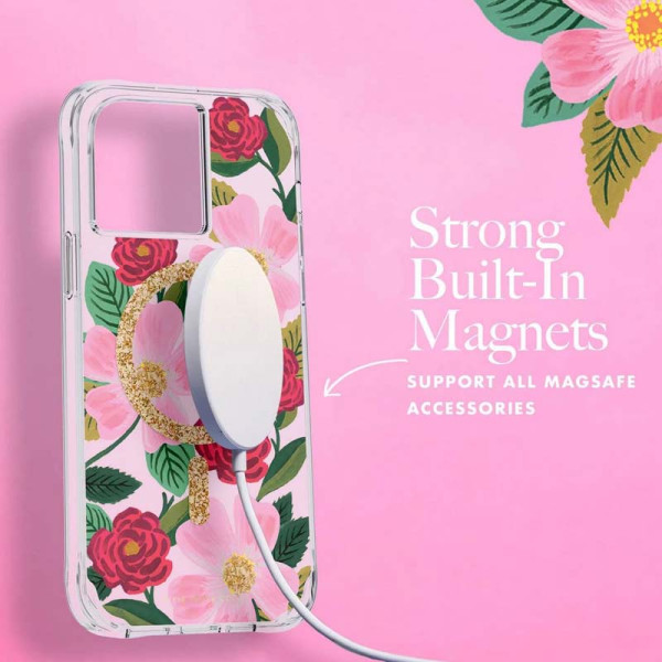 Etui Do iPhone 14 Pro Max Zdobione Złotem Rifle Paper Clear MagSafe Przezroczysty