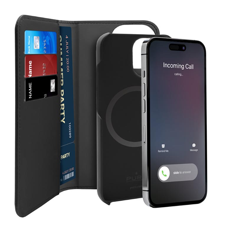 Etui 2w1 Do iPhone 14 Pro Max Puro Wallet Detachable MagSafe Czarny