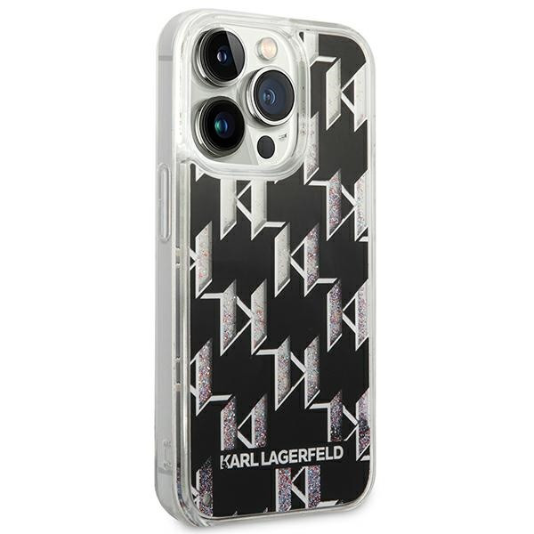 Etui Do iPhone 14 Pro Max Karl Lagerfeld Monogram Liquid Glitter Czarny