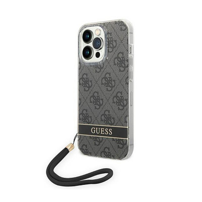 Etui Ze Smyczką Do iPhone 14 Pro Max Guess 4G Print Cord Czarny