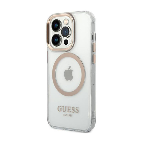 Etui Do iPhone 14 Pro Max Guess Metal Outline MagSafe Przezroczysty