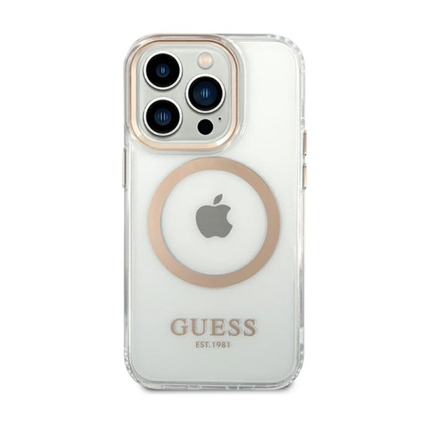 Etui Do iPhone 14 Pro Max Guess Metal Outline MagSafe Przezroczysty