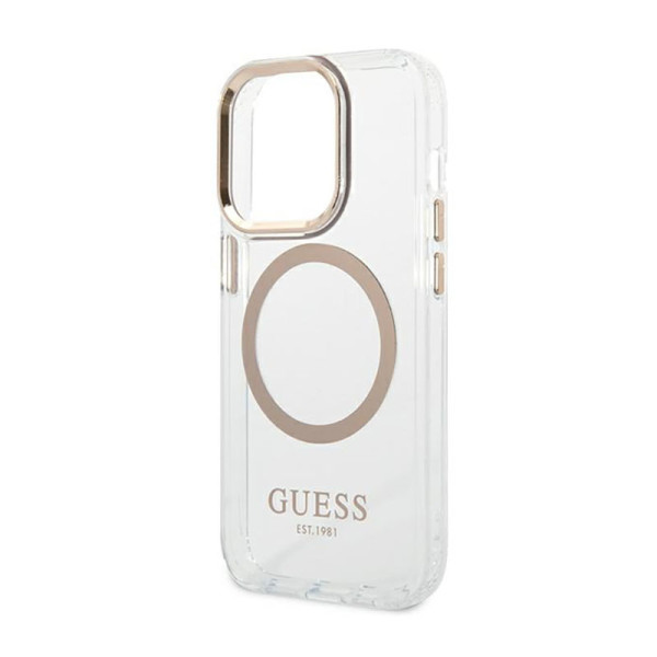 Etui Do iPhone 14 Pro Max Guess Metal Outline MagSafe Przezroczysty