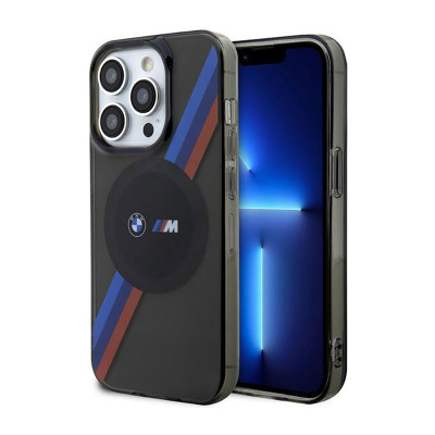 Etui Do iPhone 14 Pro Max BMW Tricolor Stripes MagSafe Szary