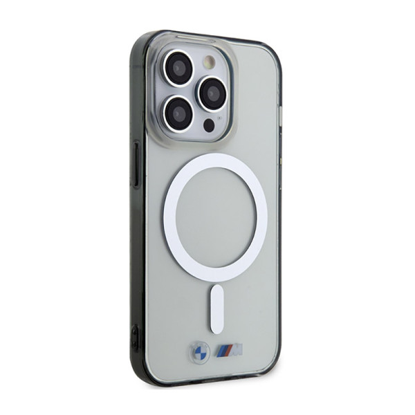 Etui Do iPhone 14 Pro Max BMW Silver Ring MagSafe Przezroczysty
