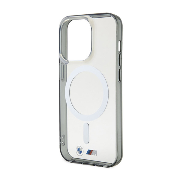 Etui Do iPhone 14 Pro Max BMW Silver Ring MagSafe Przezroczysty