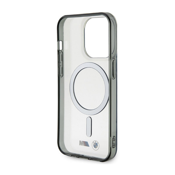Etui Do iPhone 14 Pro Max BMW Silver Ring MagSafe Przezroczysty